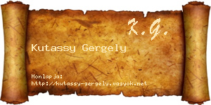Kutassy Gergely névjegykártya